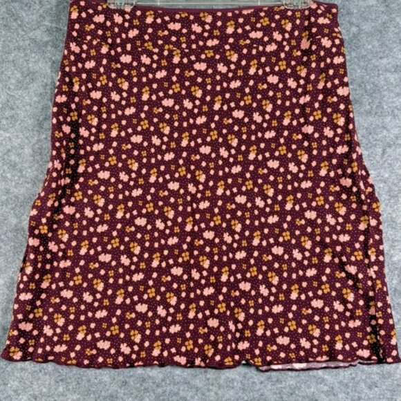 Skirt‎ Size 10 Burgundy Floral Knee Length - Picture 1 of 6